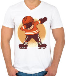 printfashion Hokis dab - Férfi V-nyakú póló - Fehér (5113150)