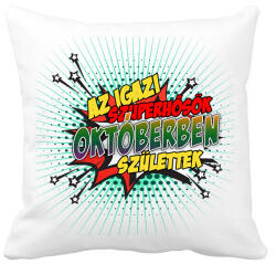 printfashion A szuperhősök októberben születtek - Párnahuzat, Díszpárnahuzat - Fehér (2139655)