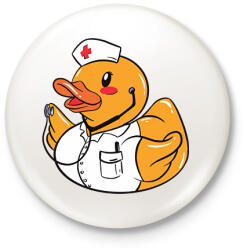 printfashion Ápoló gumikacsa - Kitűző, hűtőmágnes - Fehér (13366545)