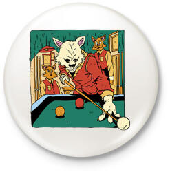 printfashion Biliárdozó macskák - Kitűző, hűtőmágnes - Fehér (13008159)