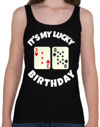 printfashion 30 POKER SZÜLINAP - Női atléta - Fekete (9783632)