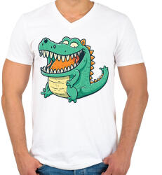 printfashion krokodil - Férfi V-nyakú póló - Fehér (13734119)