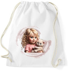 printfashion Kislány cicával - Sportzsák, Tornazsák - Fehér (14678016)