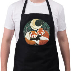 printfashion Szerelmes vörös pandák - Kötény - Fekete (13329395)