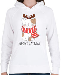 printfashion Agancsos cica - Női kapucnis pulóver - Fehér (5465337)