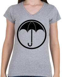 printfashion Az esernyő akadémia - Női V-nyakú póló - Sport szürke (2781224)
