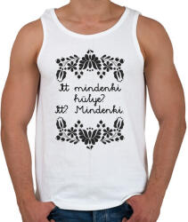 printfashion Itt mindenki hülye? Itt? Mindenki. - Férfi atléta - Fehér (16379385)