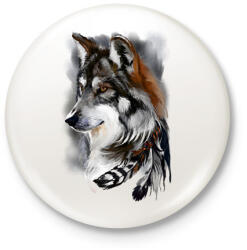 printfashion wolf - Kitűző, hűtőmágnes - Fehér (7948040)