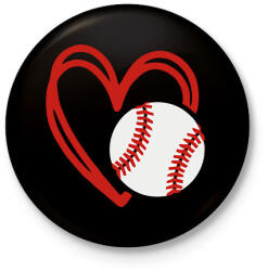 printfashion Love baseball - Kitűző, hűtőmágnes - Fekete (15808162)