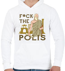 printfashion Fuck the Polis - Férfi kapucnis pulóver - Fehér (11857428)