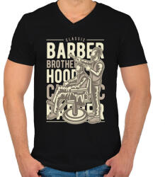 printfashion Fodrász - Férfi V-nyakú póló - Fekete (812383)