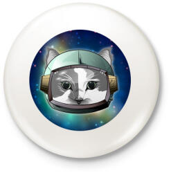 printfashion Szürke űrcica - Kitűző, hűtőmágnes - Fehér (4215278)