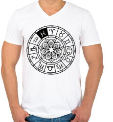 printfashion horoszkóp halak fekete - Férfi V-nyakú póló - Fehér (12667088)