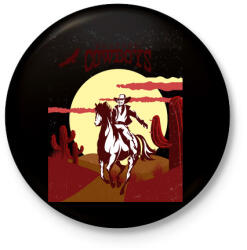 printfashion Western Cowboys - Kitűző, hűtőmágnes - Fekete (4677159)