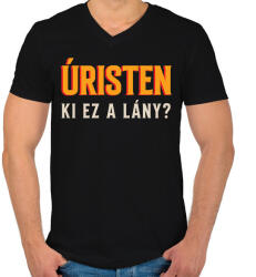 printfashion Úristen ki ez a lány - Férfi V-nyakú póló - Fekete (10853899)