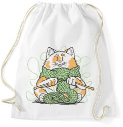 printfashion Horgoló macska - Sportzsák, Tornazsák - Fehér (16616888)