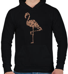 printfashion Flamingó virágokból - Férfi kapucnis pulóver - Fekete (9433582)