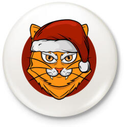 printfashion Macska mikulás sapkában - Kitűző, hűtőmágnes - Fehér (5590733)