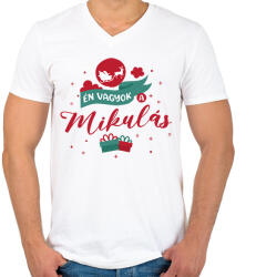 printfashion Én vagyok a Mikulás - Páros - Férfi V-nyakú póló - Fehér (9621555)