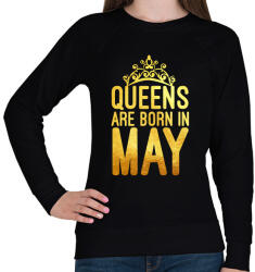 printfashion Queens are born in May - Női pulóver - Fekete (1475478)
