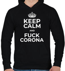 printfashion FUCK CORONA - Férfi kapucnis pulóver - Fekete (10441489)