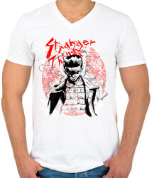 printfashion Stranger Things - Férfi V-nyakú póló - Fehér (2626756)