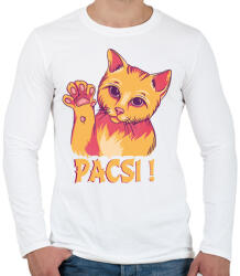 printfashion Cica -pacsi - Férfi hosszú ujjú póló - Fehér (4110711)