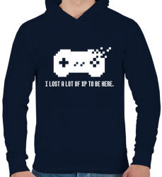 printfashion LOST A LOT OF XP - Férfi kapucnis pulóver - Sötétkék (2061367)