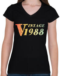 printfashion 1988 - Női V-nyakú póló - Fekete (12094881)