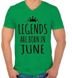 printfashion A legendák júniusban születnek - Férfi V-nyakú póló - Zöld (246955)