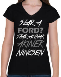 printfashion Ford - Női V-nyakú póló - Fekete (13330378)