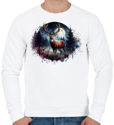 printfashion Szarvas - erdei naplemente - ajándék vadászoknak - Férfi pulóver - Fehér (15372566)