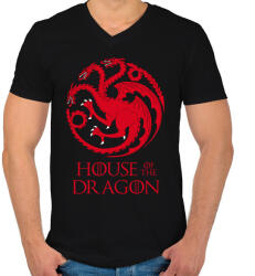 printfashion house of dragon - Férfi V-nyakú póló - Fekete (9732886)