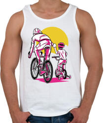 printfashion Apa és fia biciklin - Férfi atléta - Fehér (9177251)