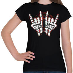 printfashion Rocker csontváz kezek - Női póló - Fekete (11521783)