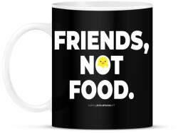 printfashion Friends, not food. - Vegán aktivista grafika #8 - Bögre - Fekete (3909522)