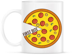 printfashion Páros póló - First bite pizza - Bögre - Fehér (4262479)