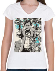 printfashion Pablo Escobar - Női V-nyakú póló - Fehér (2846578)