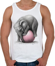printfashion Bébi elefánt egy pink labdával - Férfi atléta - Fehér (12641187)