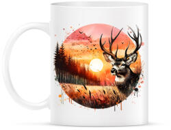 printfashion Szarvas - erdei naplemente - ajándék vadászoknak - Bögre - Fehér (15384701)