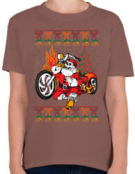 printfashion Motoros Télapó - Gyerek póló - Mogyoróbarna (465989)