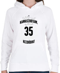 printfashion kamasz-35-black-white - Női kapucnis pulóver - Fehér (598694)