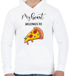 printfashion Szeretlek Pizza - Férfi kapucnis pulóver - Fehér (6016283)