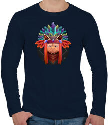 printfashion Indián róka - Férfi hosszú ujjú póló - Sötétkék (4219384)