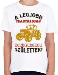 printfashion Traktoros szülinapja december - Gyerek póló - Fehér (5751416)