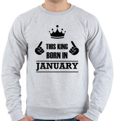 printfashion Ez a király januárban született - Férfi pulóver - Sport szürke (1367934)