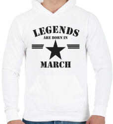 printfashion Legends are born in march - Férfi kapucnis pulóver - Fehér (5170913)