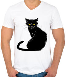 printfashion cica - Férfi V-nyakú póló - Fehér (15492666)