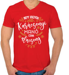 printfashion Nem vagyok manó - Férfi V-nyakú póló - Piros (14873064)