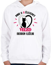 printfashion Mind a 9 életemet - Gyerek kapucnis pulóver - Fehér (11726478)
